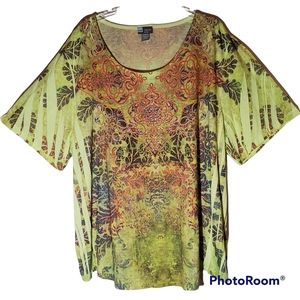 Liz&ME women's plus size 28W baddazed geometric print pullover top. 745